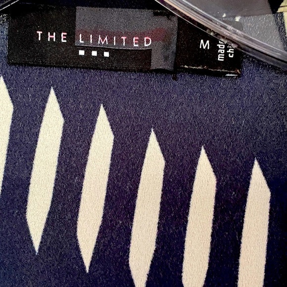 Bow Tie Blouse Set Navy & White Dash Pattern 3/4 Sleeves with Navy Camisole - Picture 6 of 11